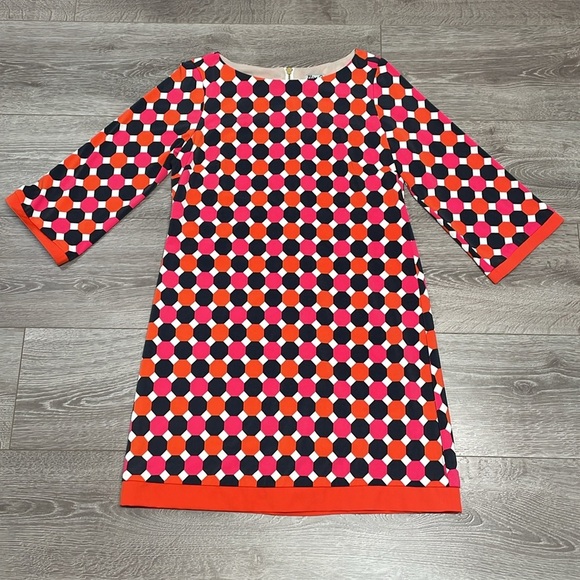 NWOT Eliza J Geo Print Jersey Shift Dress 3/4 Sleeve Exposed Back Zipper 8P - Picture 5 of 16
